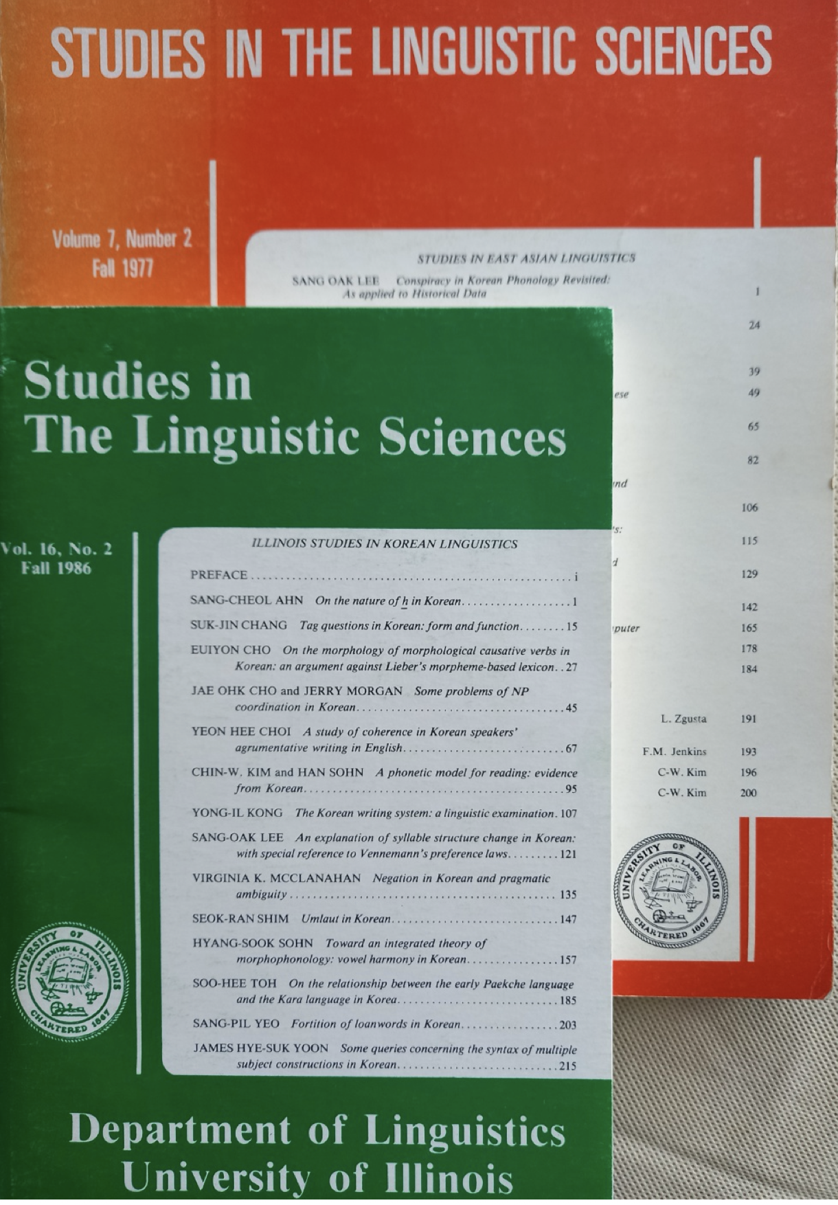 Studies in the Linguistic Science (Univ. of Illinois)