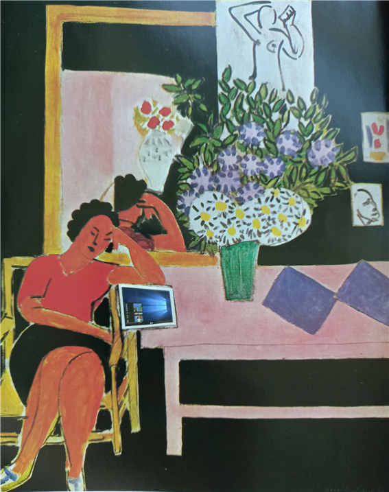 앙리 마띠스 Henri Matisse. 검은 배경의 독서하는 여인 Liseuse sur Fond Noir.  Oil on canvas. 92 x 73 cm. 파리 국립 근대 미술관.