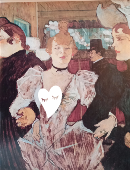 앙리 드 뚤루즈 로트렉 Henri de Toulouse-Lautrec. 물렝루즈에 들어가는 라 굴뤼 La Goulue Entrant au Moulin-Rouge. 1892. 종이 유채. 80 x 60cm. 뉴욕 근대 미술관.